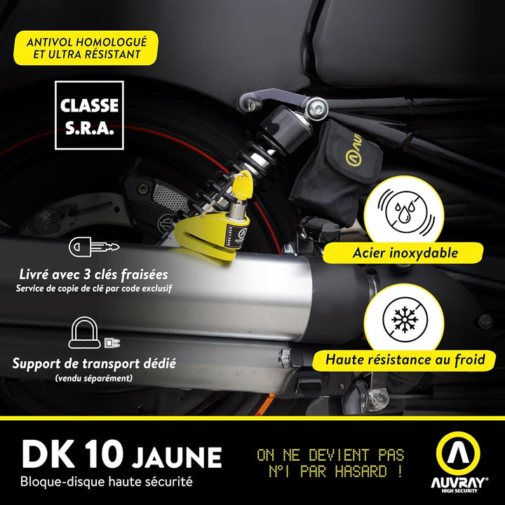 AUVRAY Diebstahlsicherung Block Disc DK-10, zugelassen für Motorrad und Scooter