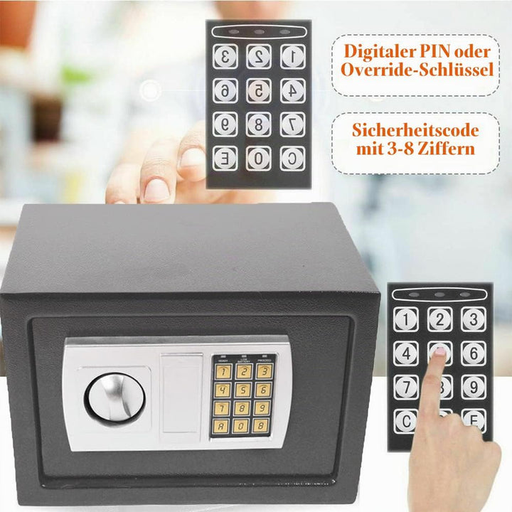 Elektronischer Digitaler Safe Geldtresor mit Notschlüssel, 8.5L Home Office Gästehaus Sicherheitstre