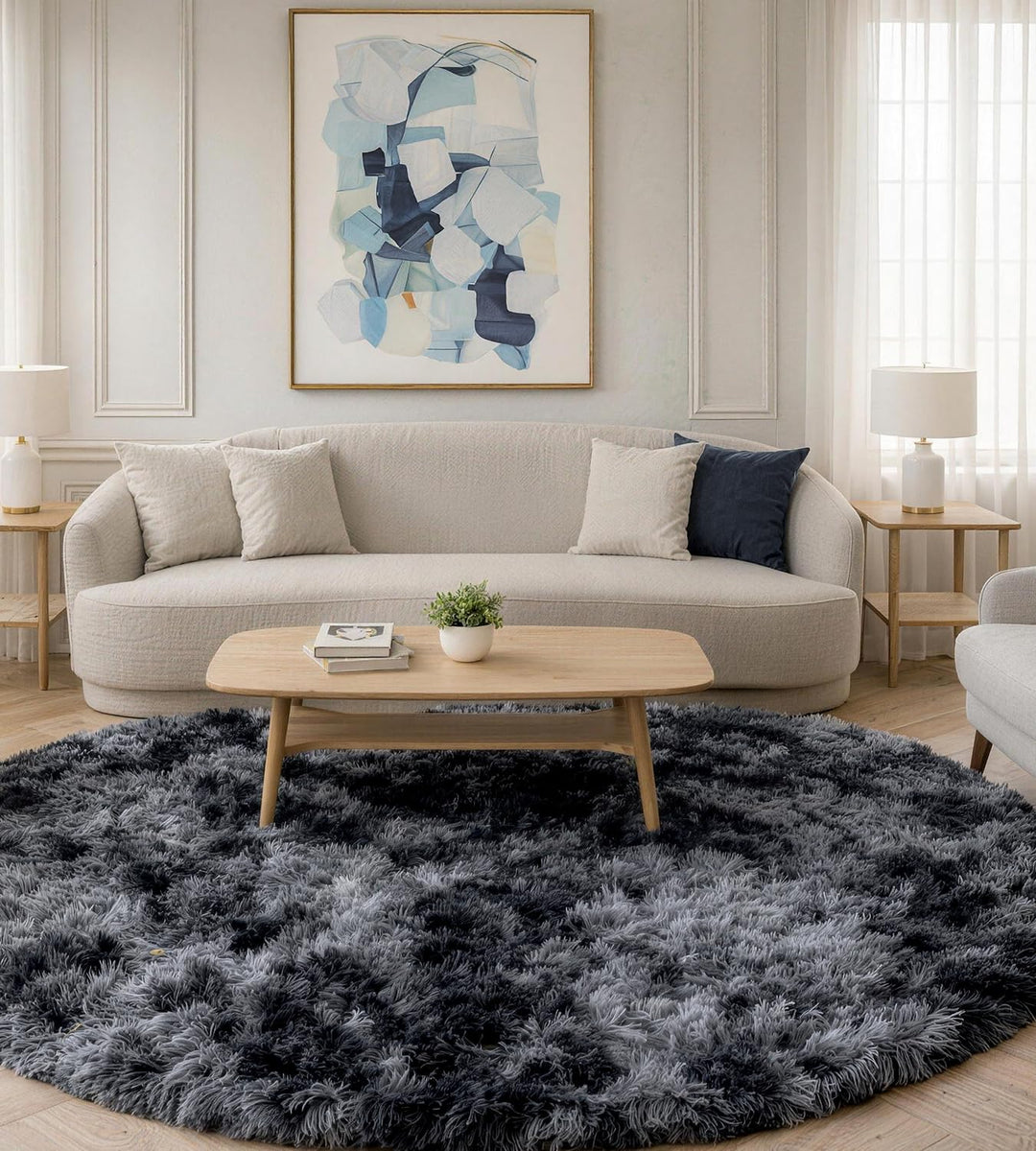 VOFUSHON Teppich Rund Hochflor Teppich Wohnzimmer Teppich Langflor Teppiche für Wohnzimmer flauschig