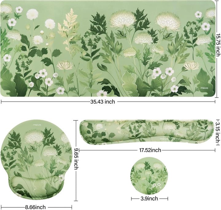 MOSISO Handgelenkauflage für Tastatur Mauspad Set,Wilde Chrysantheme Grosses Mauspad&amp;Tastaturund Mou