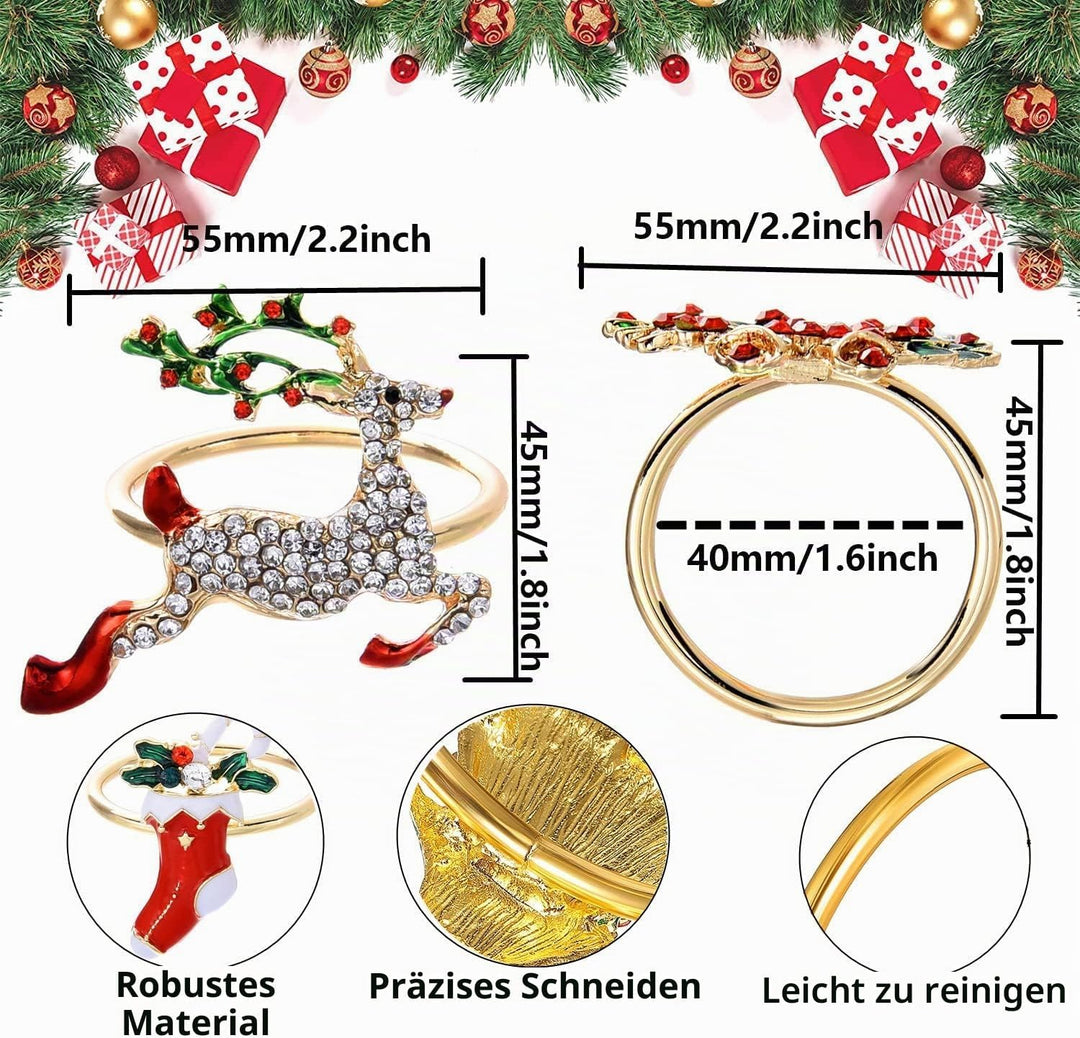 12 Stücke Weihnachten Serviettenringe Weihnachtsbaum Serviettenringe Halter Set für Weihnachten Tisc
