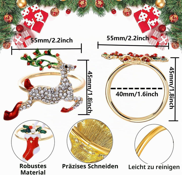 12 Stücke Weihnachten Serviettenringe Weihnachtsbaum Serviettenringe Halter Set für Weihnachten Tisc