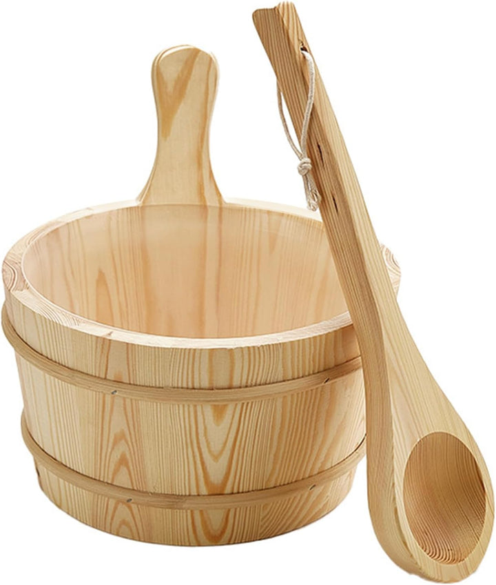 Sauna Eimer Mit Kelle, 4 L Sauna Eimer Holz Set, Saunaeimer Mit Innenauskleidung, Saunakübel Mit PP-