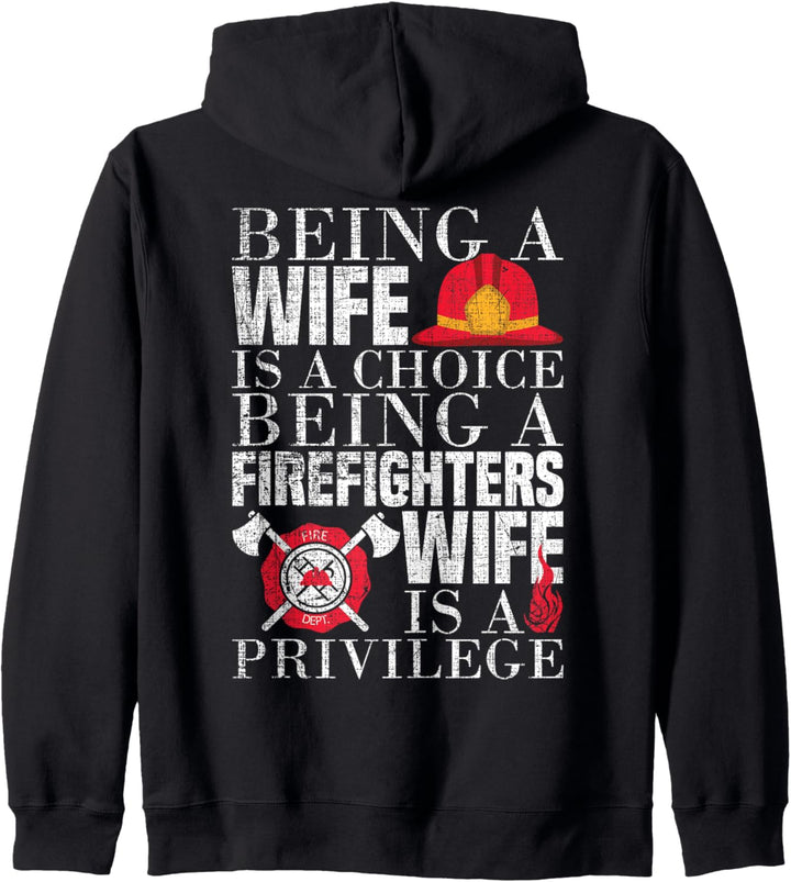 Feuerwehrmann Frau Geschenke Design auf dem Rücken Kapuzenjacke