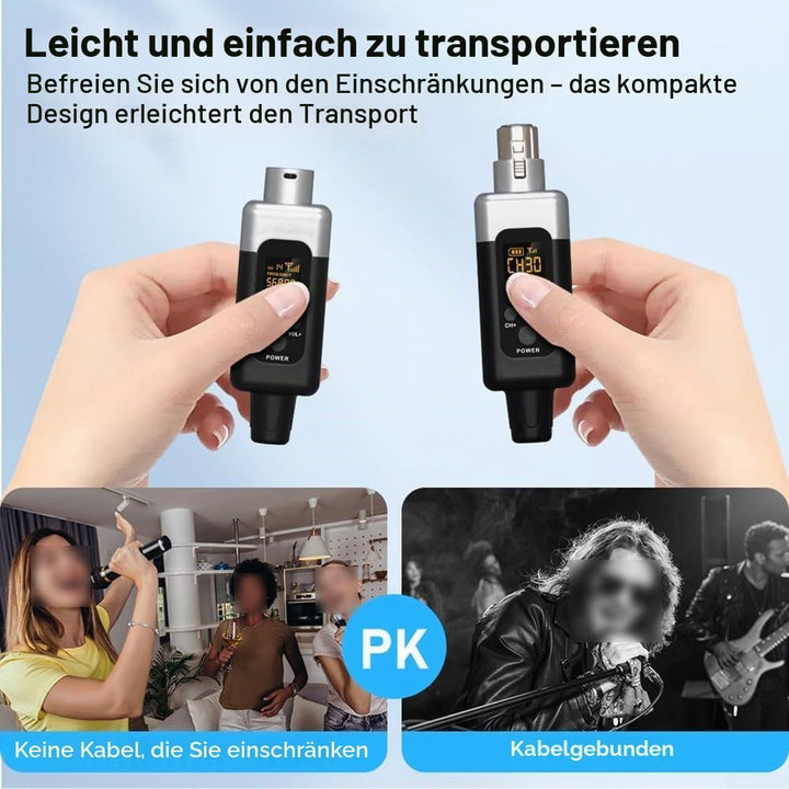 SPORTARC Mikrofon, kabelloser Sender und Empfänger, 48 V Mikrofon-Sender, Empfänger-Adapter für dyna
