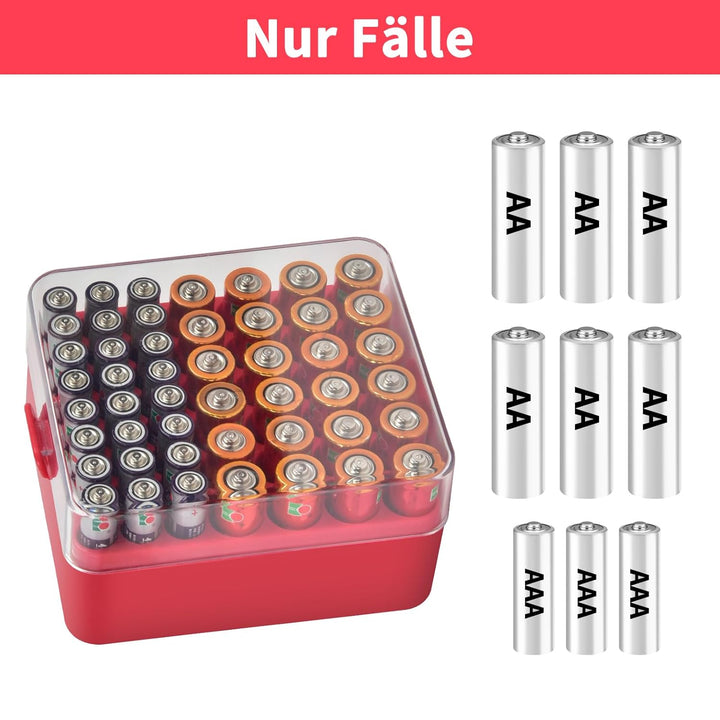 Batterie Organizer Aufbewahrungskoffer, Batterie Vault Box Container für 48pcs AA AAA Batterien, Kun