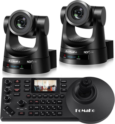 FoMaKo 20x NDI PTZ Kamera Bundle/Kit (2X KN20A Kamera & 1x KC608 Pro PTZ Controller) für Gottesdiens