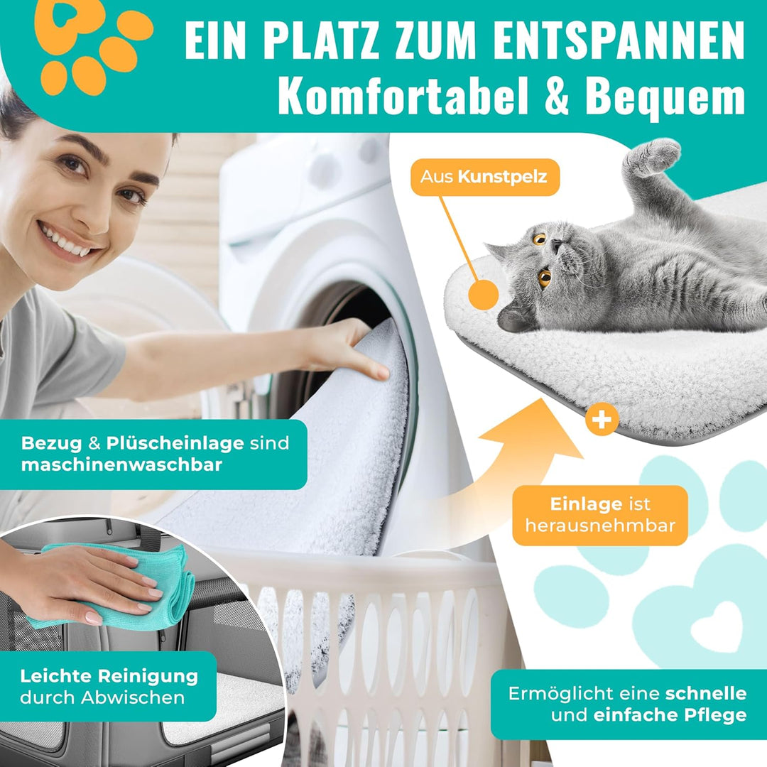 LOVPET® Transportbox Hund Katze Transporttasche XXL 92x64x64cm | Hunde-Tragetasche Faltbare Katzenta