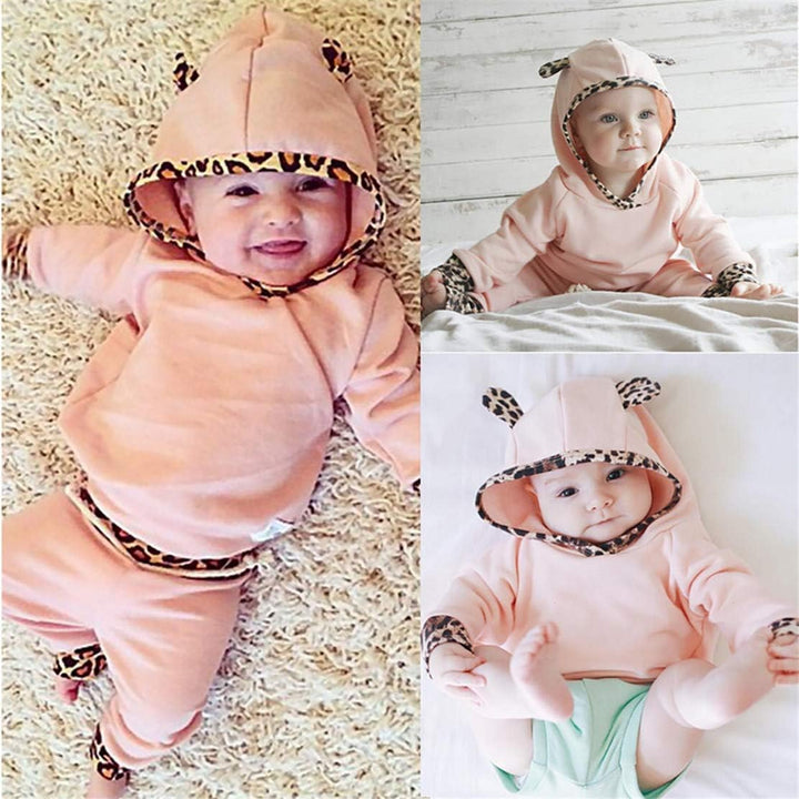 EDOTON Baby Mädchen Outfit 2 Stücke Set Gestreifte Blumen Hoodies mit Tasche Top + Lange Hosen Sweat
