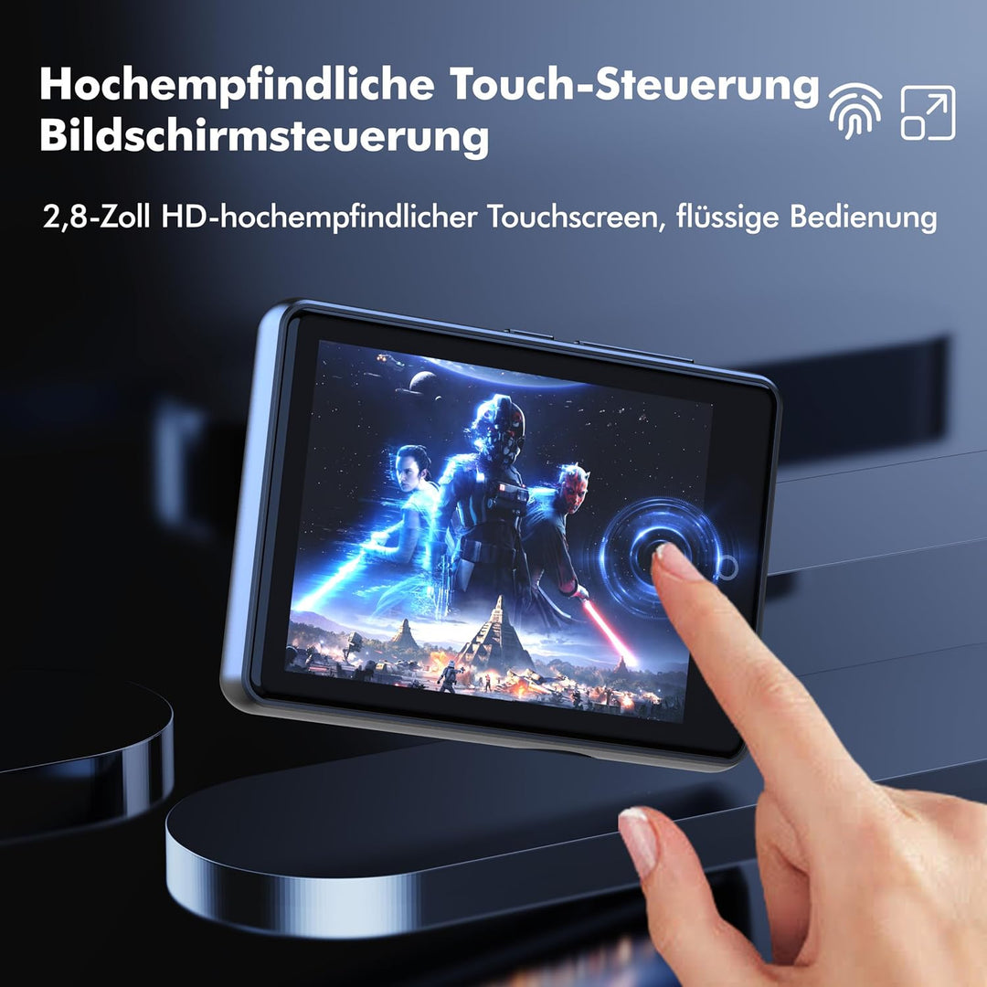 64GB MP3 Player Bluetooth 5.3, tragbarer Touchscreen Music mp3-Player für Kinder mit Lautsprecher, S