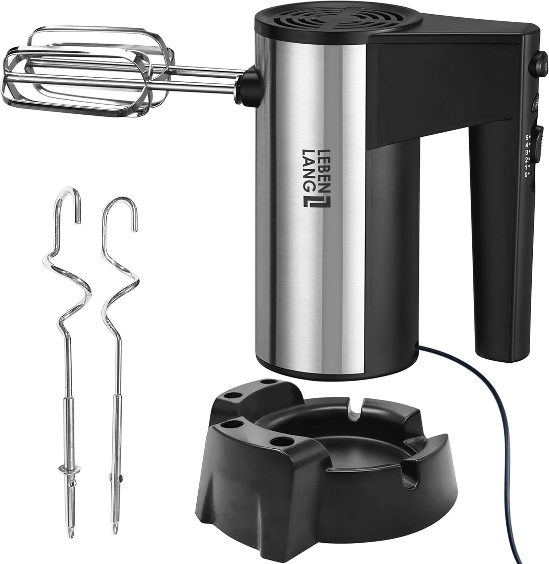 LEBENLANG 400W Handmixer Handrührgerät - 5 Stufen & Turbo Inkl. Standhalterung I Hand Mixer Handrühr