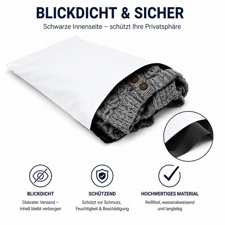 100 Weisse Plastik Versandtüten Versandbeutel Versandtaschen Folienversandtaschen LDPE Coex Folien 2