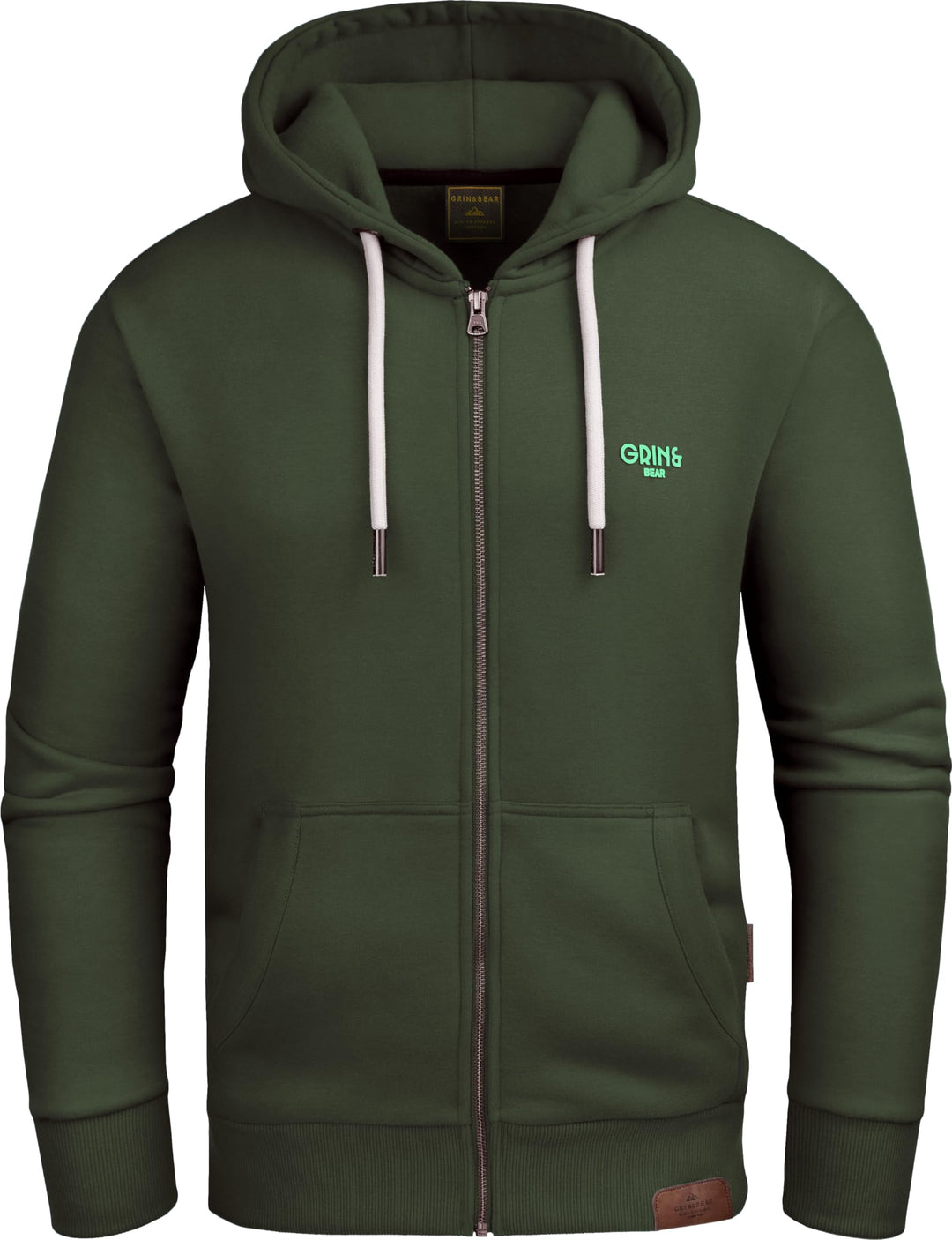 Grin&amp;Bear Hoodie Herren Sweatjacke GEC607 S Olivgrün, S Olivgrün