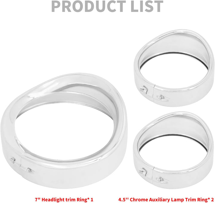 HCmotorku Motorrad 17,8 cm Scheinwerfer-Zierring 11,4 cm Nebelscheinwerfer-Zierring-Set Visier-Stil
