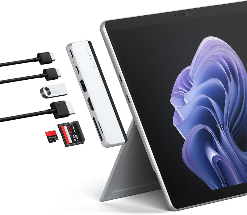 SATECHI Dual USB-C Hub für Surface Pro 9, Microsoft Surface Pro 9 Docking Station mit 3.2 USB-A, 4k/