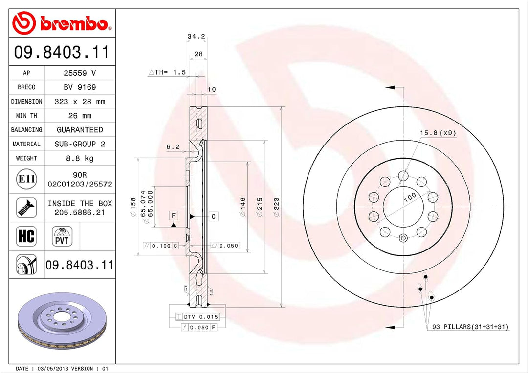 BREMBO 09.8403.11 Bremsscheiben