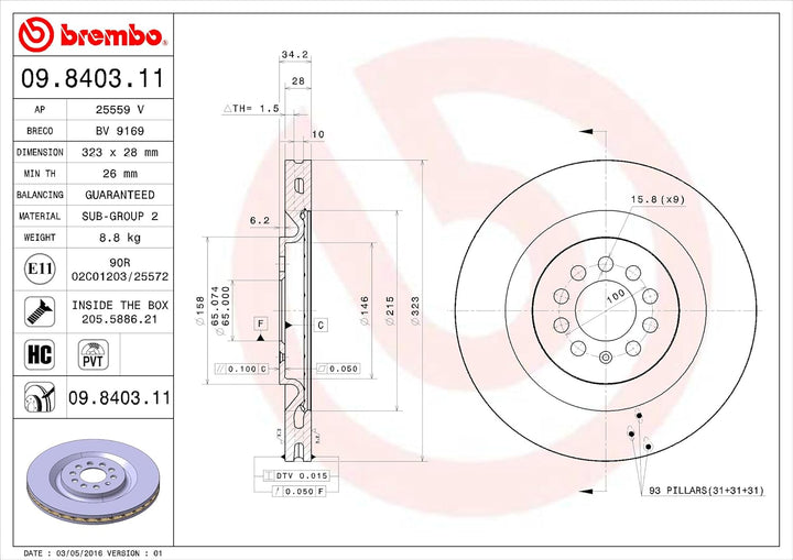 BREMBO 09.8403.11 Bremsscheiben