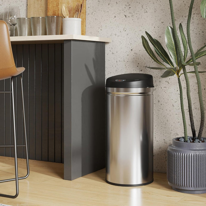 HOMCOM Mülleimer mit Sensor 42L Edelstahl Automatischer Leiser Mülleimer mit Soft-Close-Deckel, Bewe