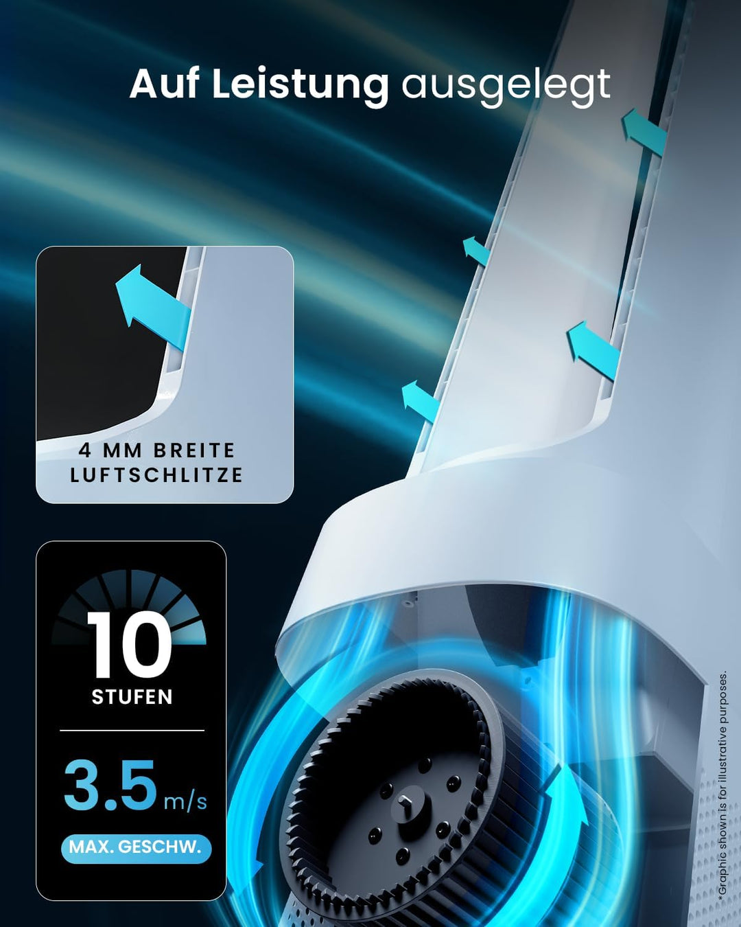 Pro Breeze 105cm rotorloser Ventilator mit Luftreiniger, Turmventilator sehr leise mit Fernbedienung