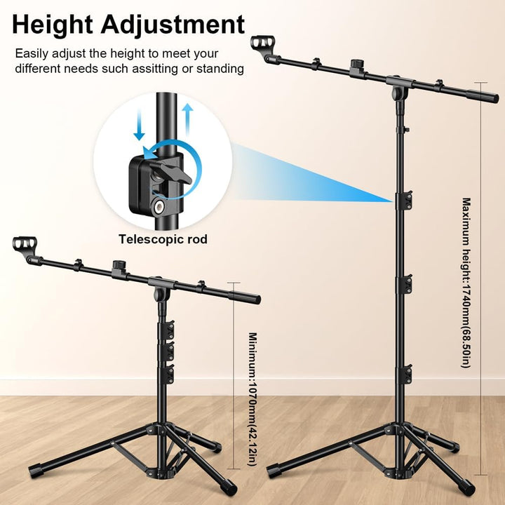 Mikrofonständer,Stativ-Boom-Arm Bodenmikrofonständer mit Höhenverstellbarer heavy - duty ausfhrung f