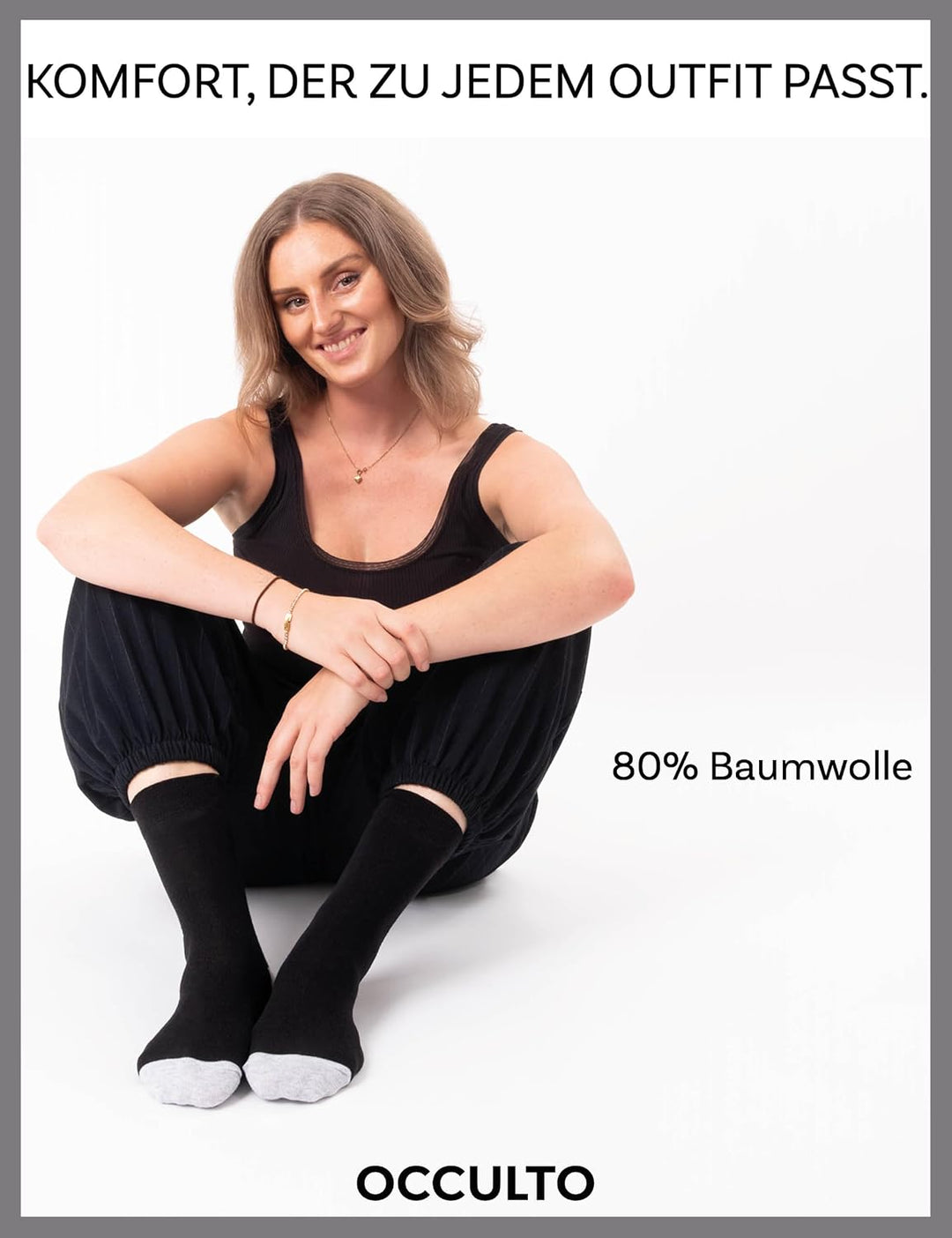 Occulto 10 PAAR SOCKEN für DAMEN aus BAUMWOLLE (Modell: Gertrud) 35-38 Schwarz-grau, 35-38 Schwarz-g