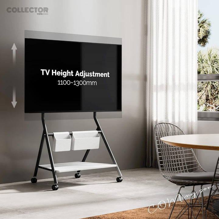 FITUEYES Design Mobiler TV Ständer Rollbar, TV Stand für 55 60 65 70 75 78 Zoll TV bis 45kg, Höhenve