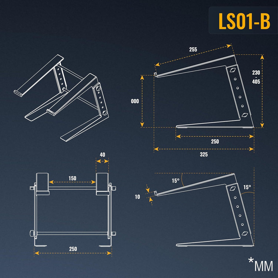 RICOO Laptopständer Höhenverstellbar für 15-17 Zoll Standfuss LS01-B Universal Notebook Halterung bi