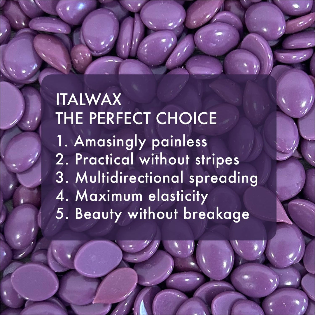 Italwax Plum – 1Kg - Waxing Perlen für Haarentfernung - Natürliche Formulierung für alle Hauttypen -