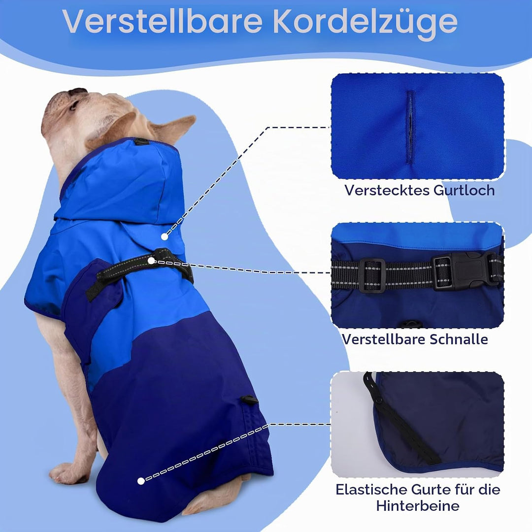 Regenjacke Hund, Wasserdicht Hundejacke Regenjacke Verstellbarer Hunde Regenschutz Hunde-Cape-Regenm
