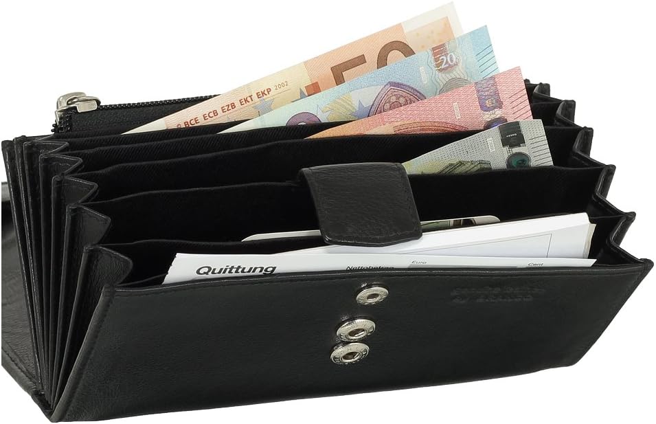 Preiswerte Kellnerbörse Taxibörse Kellnergeldbörse Servicegeldbörse schwarz Rindleder mit 2-Fach Dru
