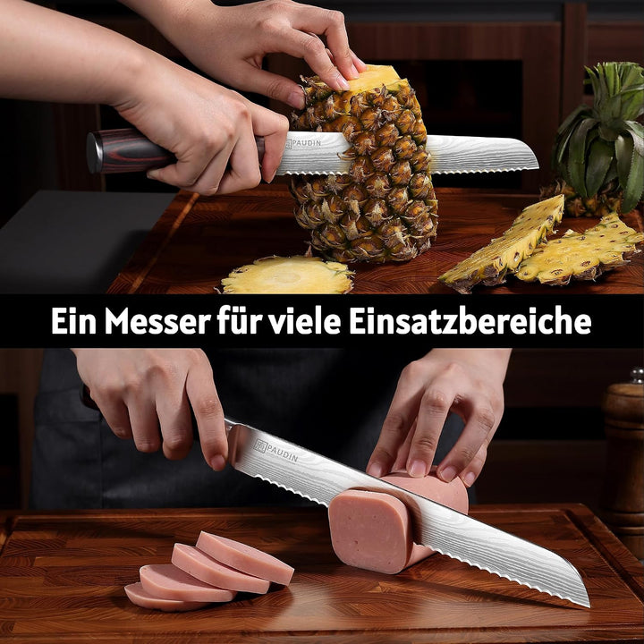 PAUDIN Brotmesser mit Wellenschliff 26 cm aus hochwertigem rostfreiem Edelstahl, extra scharfe Messe