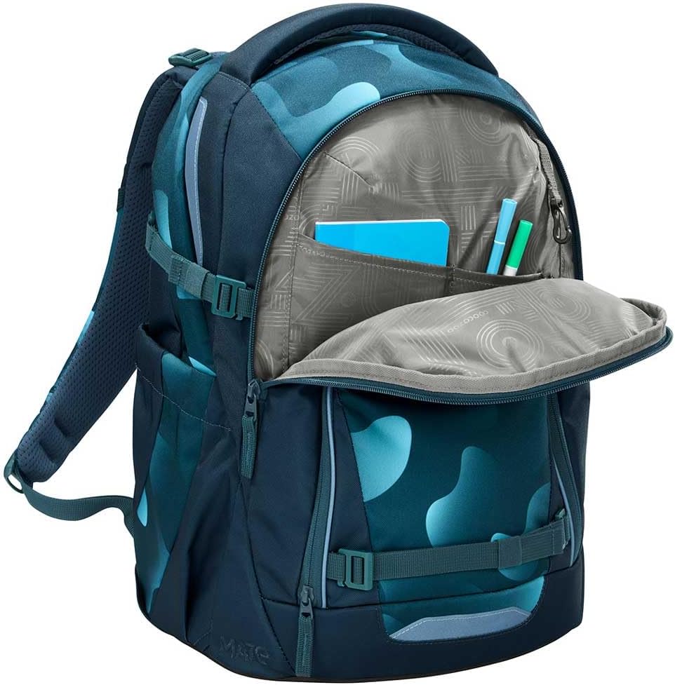 coocazoo MATE Schulrucksack-Set 2tlg inkl. Schlamperbox Aqua Flow, Aqua Flow