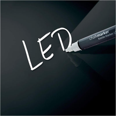 SIGEL GL400 Premium Glas-Magnettafel 48 x 48 cm mit LED-Beleuchtung, schwarz hochglänzend, TÜV geprü