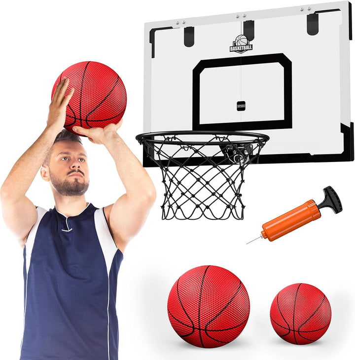 HYES Basketballkorb für Erwachsener Kinder Zimmer Basketball Set mit 2 Ball Pumpe Indoor Outdoor Spo