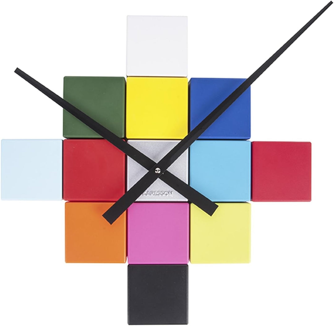 Karlsson KA5698MC DIY Cubic Uhr, Wanduhr, Kunststoff, Mehrfarbig, One Size One Size Mehrfarbig, One