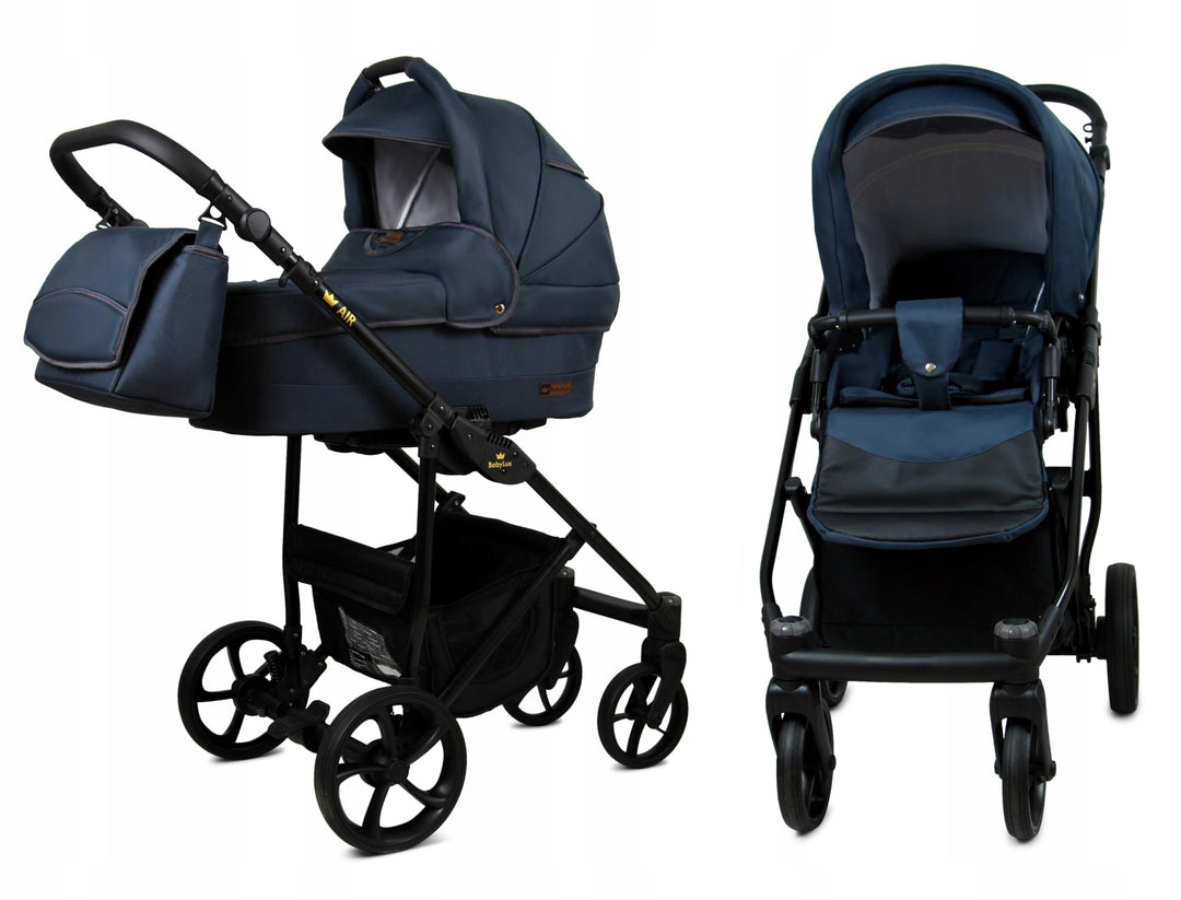 BabyLux® Kinderwagen Set 2 in 1 - Air - Antracyt - incl. Babywanne, Buggy Sportsitz - Kinderwagenset