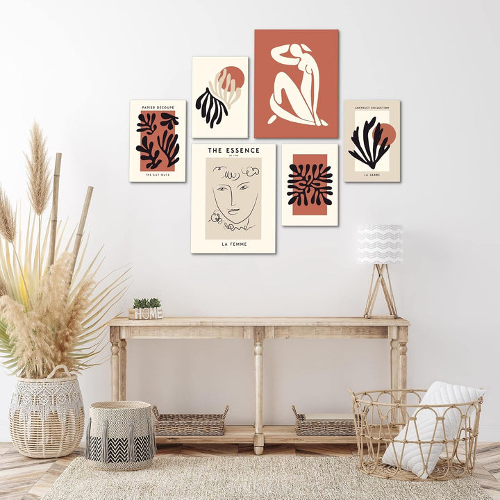 Novart Bilder Set - AUFHÄNGFERTIG - KEIN EXTRA RAHMEN BENÖTIGT - Matisse Modern Vintage Abstrakt - W