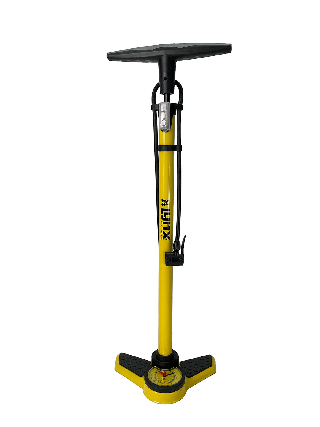 P4B | Standpumpe aus Stahl mit Manometer | Luftpumpe für FAHRRADREIFEN, BÄLLE, LUFTMATRATZEN | Breit