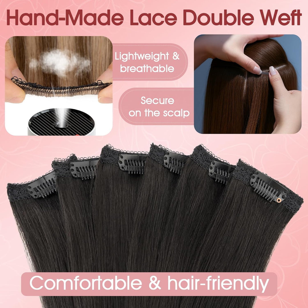 S-noilite Clip in Extensions Echthaar 6 Stück Balayage Haarverlängerung Echthaar Highlights für Frau