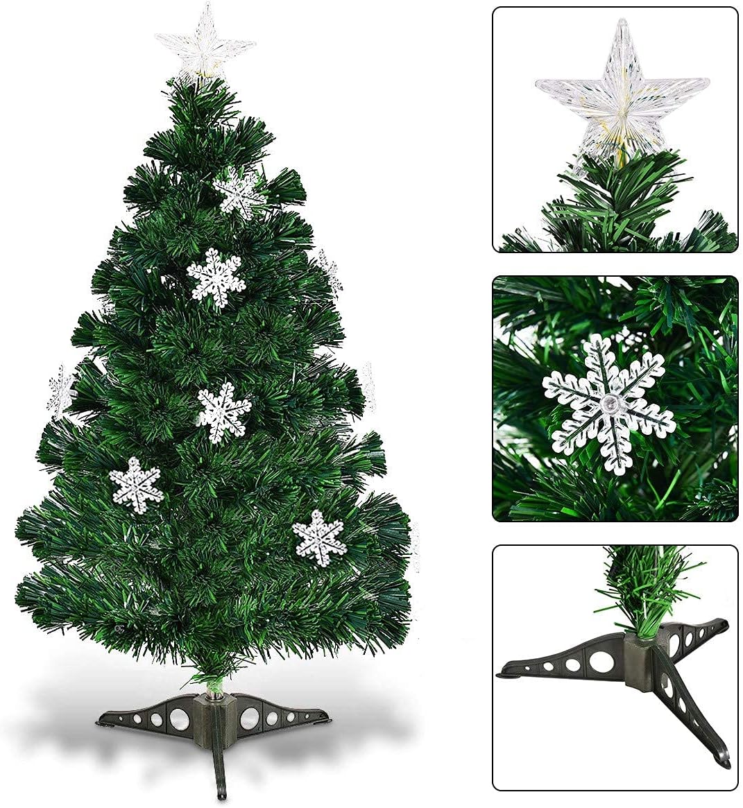 RELAX4LIFE Künstlicher Weihnachtsbaum, Christbaum mit LEDs & Schneeflocke & Sternspitze, Kunstbaum F