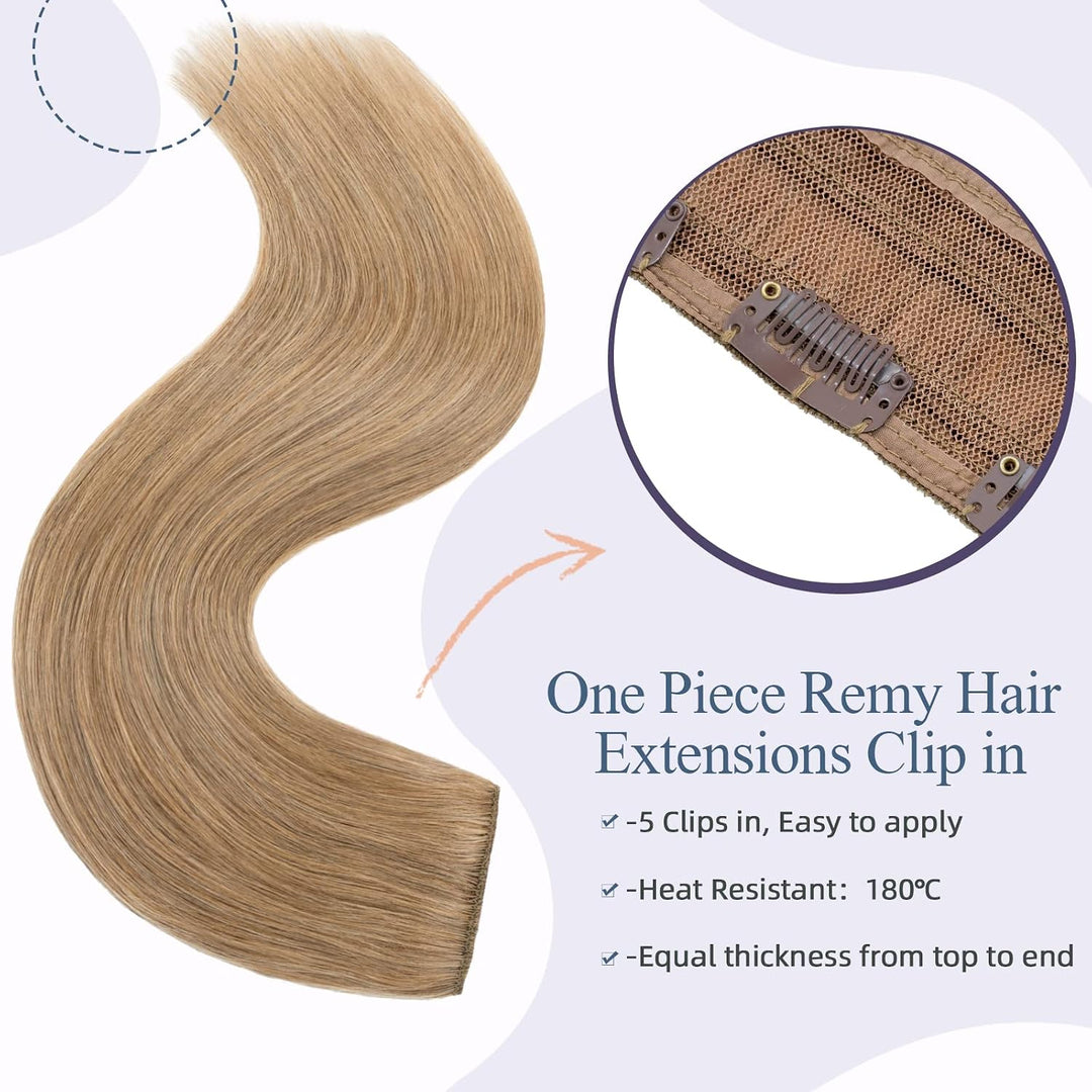 Clip in Extensions Echthaar Dick Haarteile Echthaar 1 Piece 5 Clips 7A Remy Hair Weich Natürlich Haa