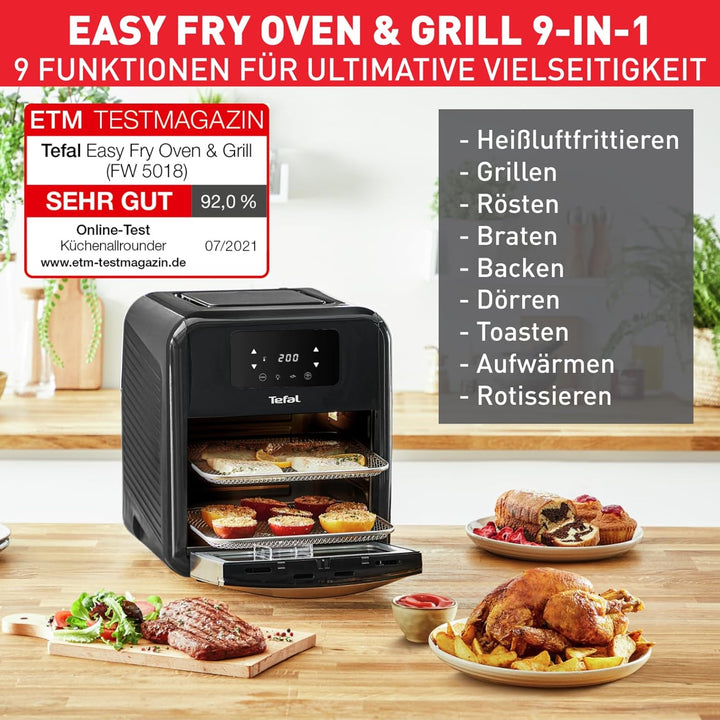 Tefal FW5018 Easy Fry Oven & Grill 9-in-1 Heissluftfritteuse | 11Liter für 6 Portionen | 7 Zubehörte