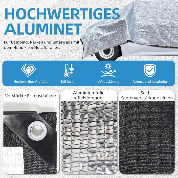 Sonnenschutznetz für Auto und Haustier, Hitzeschutznetz aus Aluminiumfolie,Sonnenschutznetz für VW T