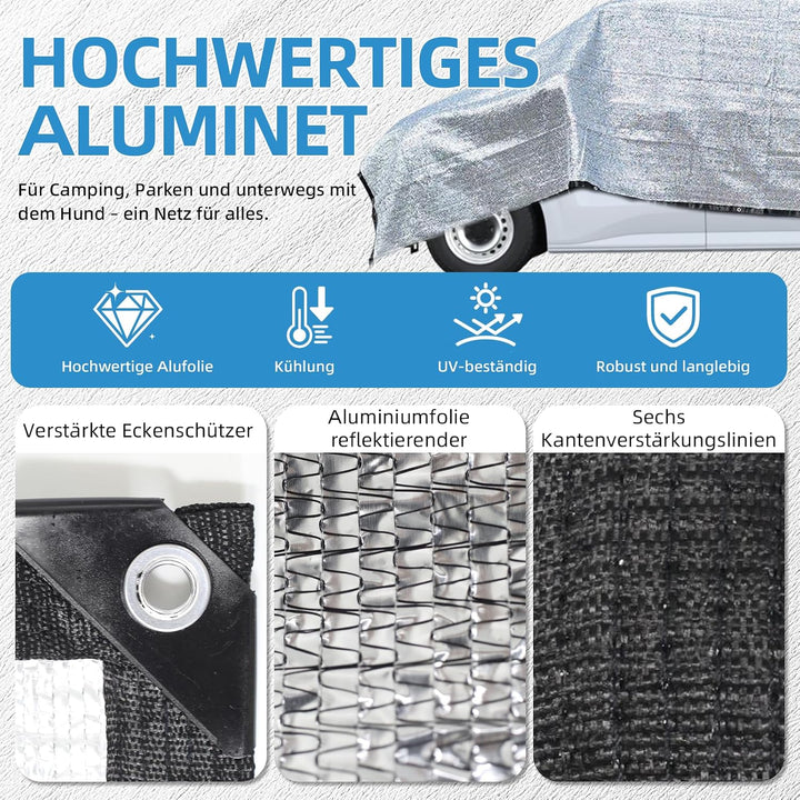 Sonnenschutznetz für Auto und Haustier, Hitzeschutznetz aus Aluminiumfolie,Sonnenschutznetz für VW T
