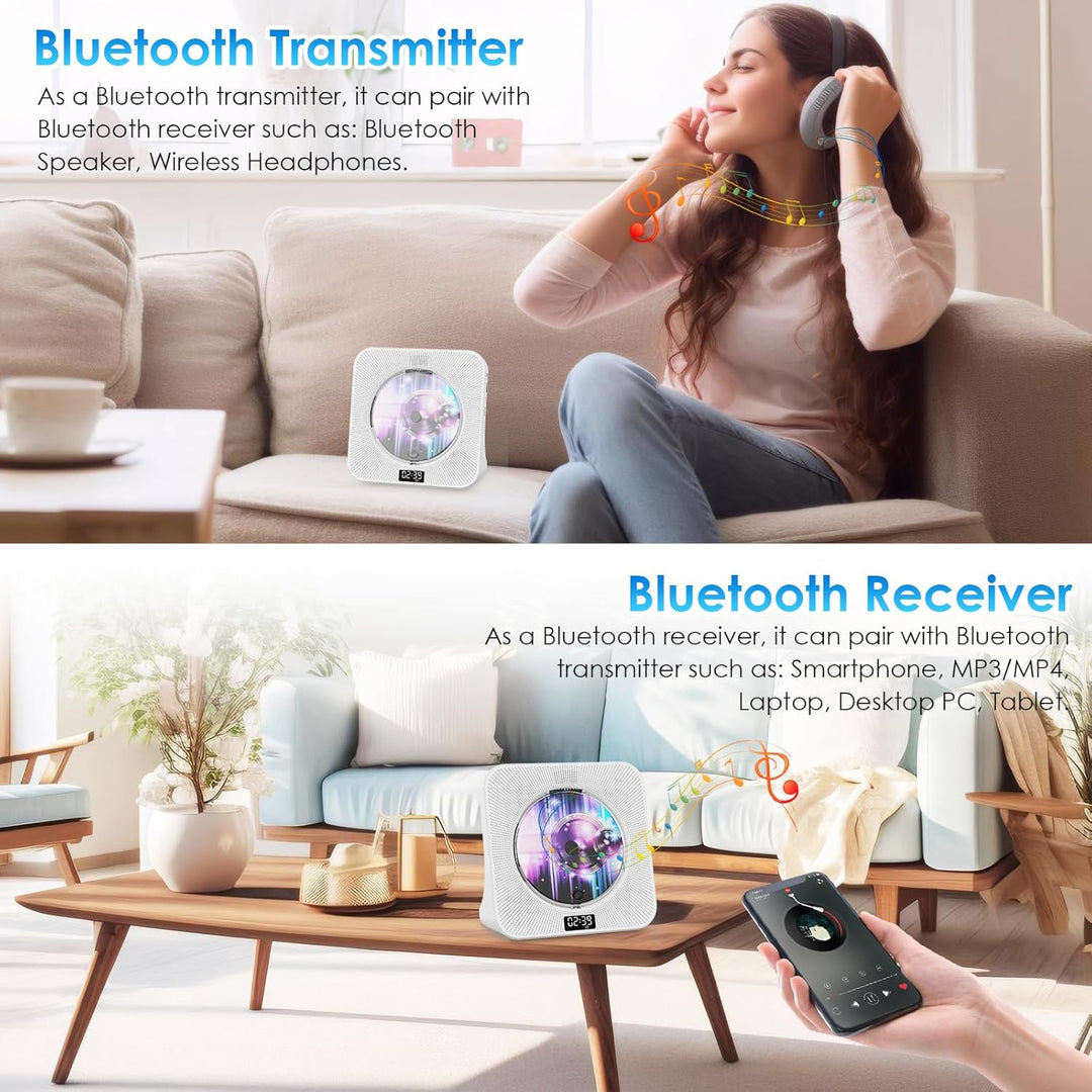 Gueray Desktop CD Player Bluetooth CD-Spieler mit Lautsprechern für Zuhause Tragbarer CD-Player mit