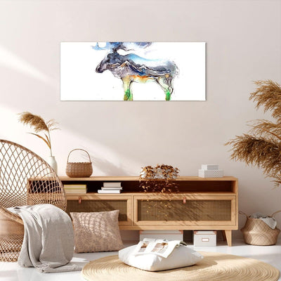 Wandbilder Dekoration Wohnzimmer Moose Berge Winter illustration Panorama Bilder auf Leinwand 120x50