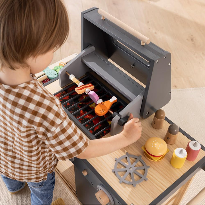 howa Kindergrill Spielgrill Kinder BBQ Grill aus Holz Maxi mit 25 TLG. Zubehör 4825