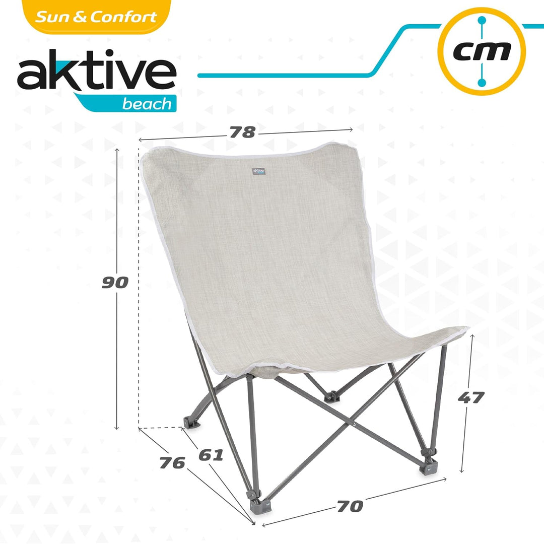 AKTIVE 62638 Strandkorb beige XL mit Schultergurt, Steel + TEXTILENE