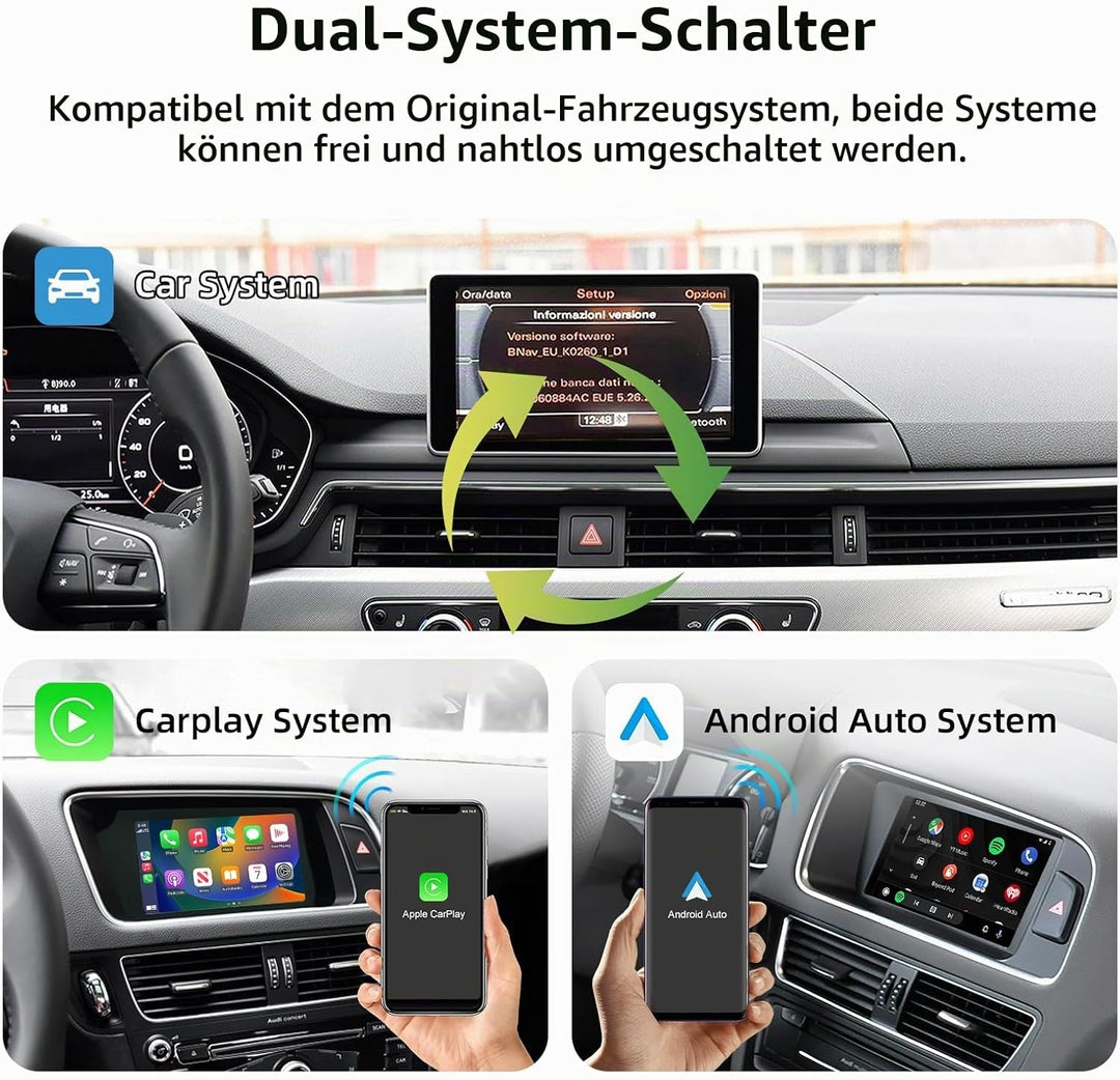 EZoneTronics Wireless CarPlay &amp; Android Auto Retrofit Kit Decoder für Audi A4/A5/Q5 2008-2018 mit MM