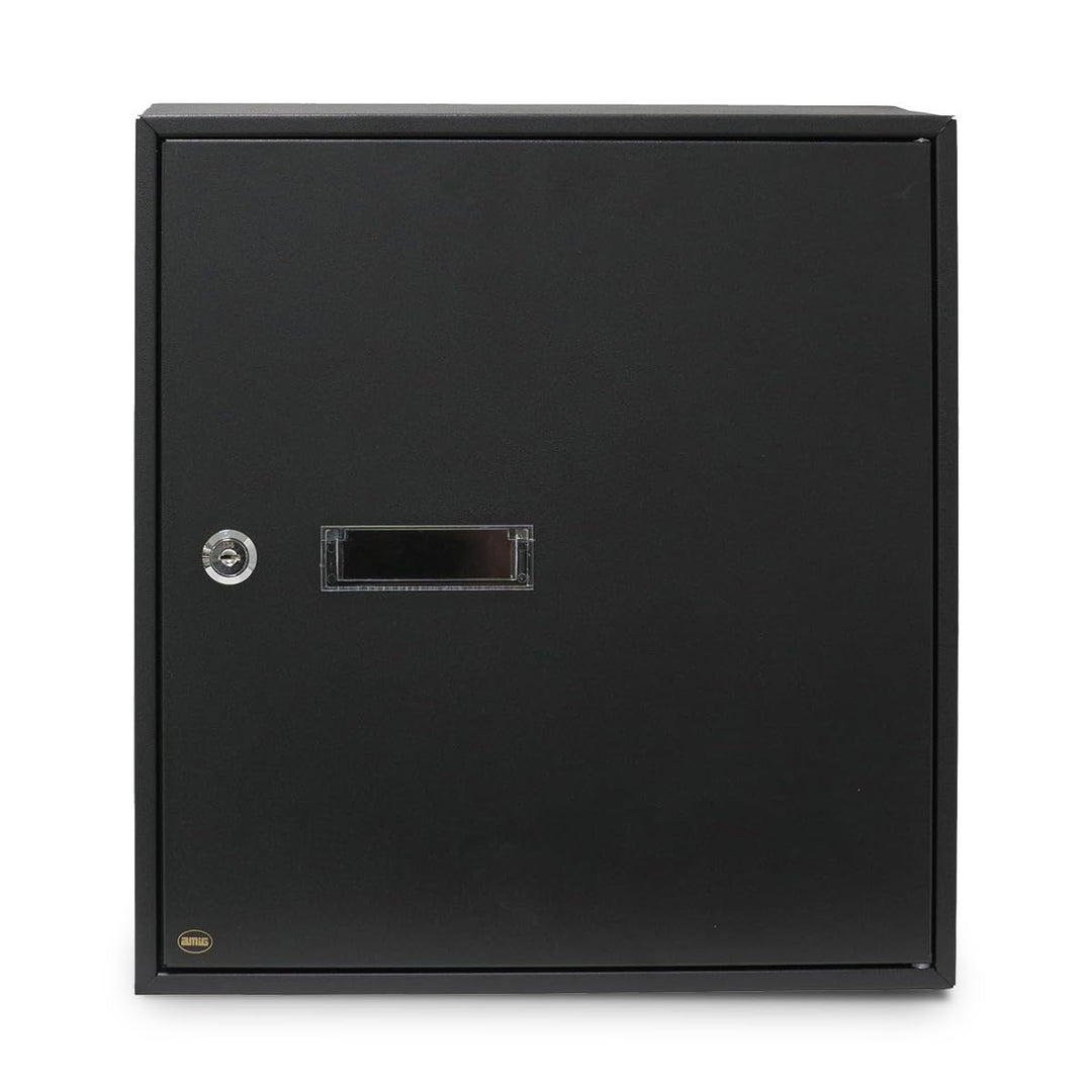 Amig 12372 - Innentür-Briefkasten Modell 6, aus Stahl, Farbe Schwarz, Masse 40 x 36 x 10 cm, DIN-A4-
